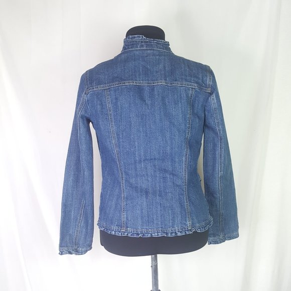 Dressbarn fitted jean jacket rhinestone buttons PM - Picture 2 of 5